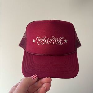 Red Trucker Hat with Cowgirl Print